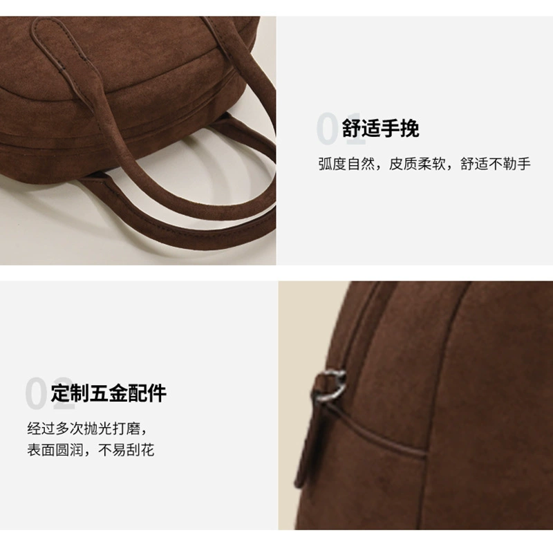 Demi-season capacious shoulder bag, retro boston bag, South Korea