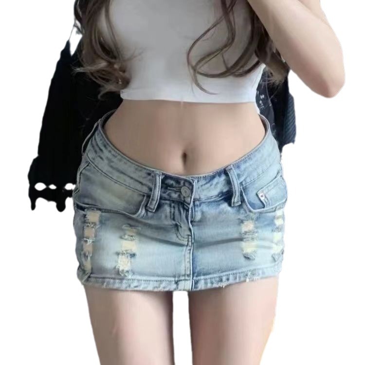 GraceChic GraceChic GraceChic American Hot Girl Street Style Ultra Short Women 2024 Summer New Denim Shorts Low Waist Sexy Letter Bag Half Skirt_voghion.com