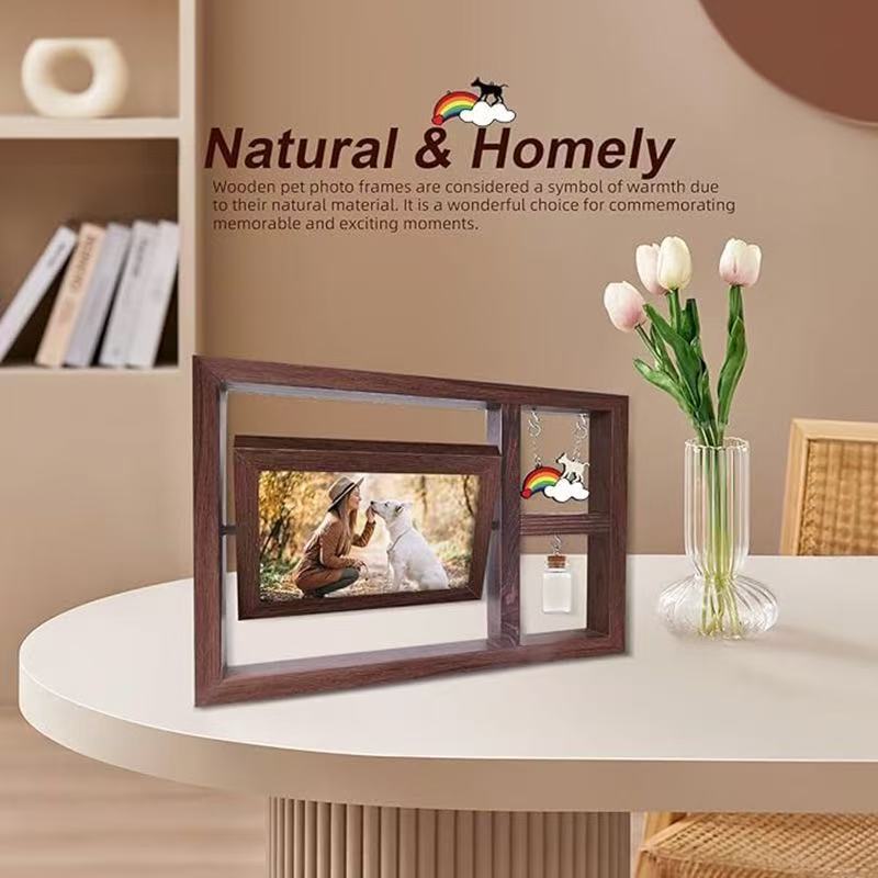 Wooden Pet Rotating Photo Frame, Double-Sided, Can Be Used as a Cat and Dog Growth Memory Album, Wedding Decoration, Photo Display Stand Wooden Pet Rotating Photo Frame, Double-Sided, Can Be Used as a Cat and Dog Growth Memory Album, Wedding Decoration, Photo Display Stand