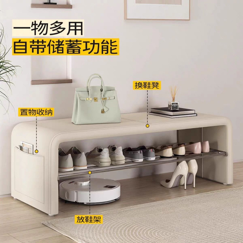 轻奢高级感换鞋凳门口家用可坐穿鞋凳鞋柜一体入户卧室长条床尾凳|undefined