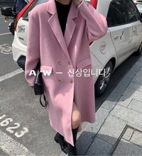 韩国2021年秋冬新款双面羊绒大衣兔绒外套双面呢子大衣长款女