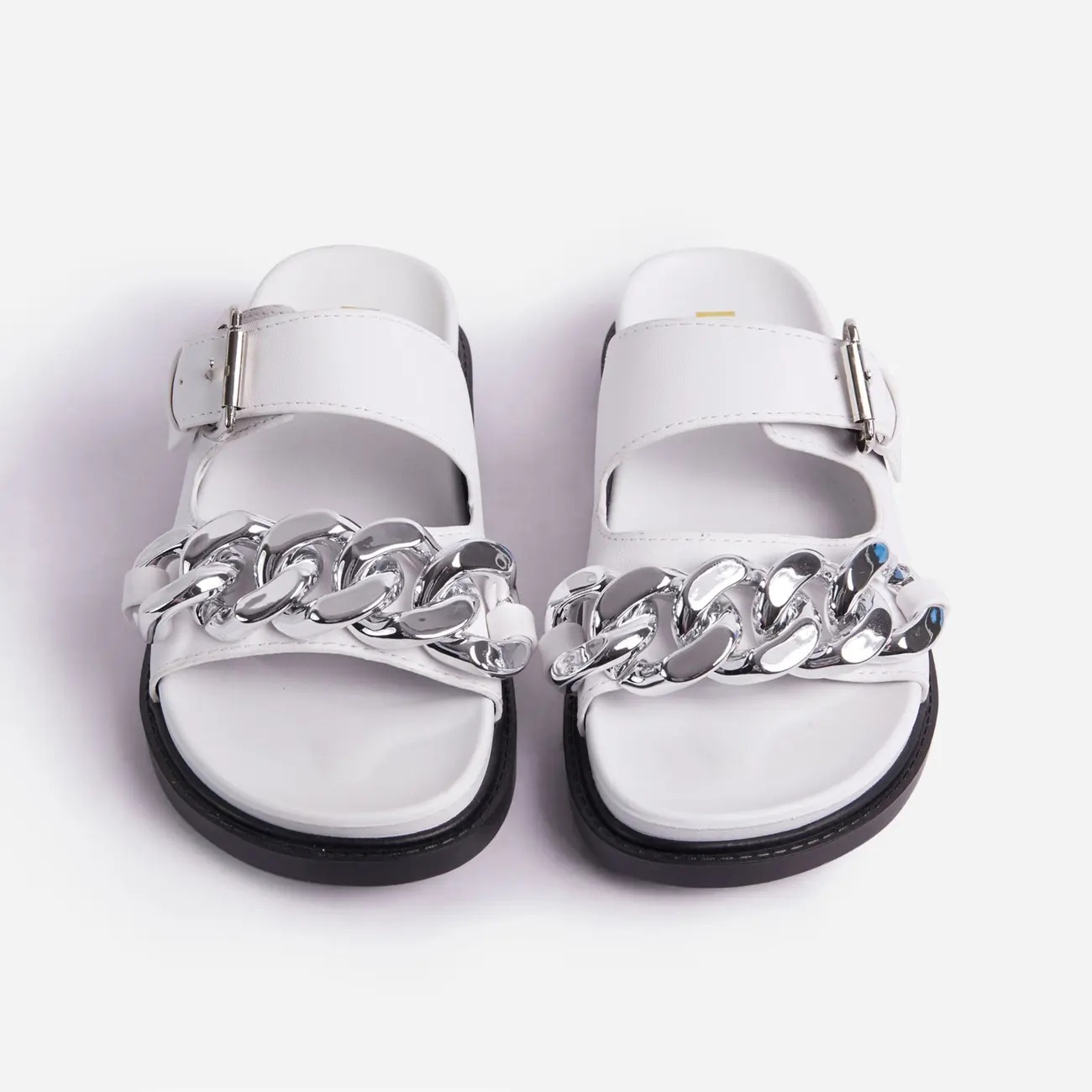 flat bottom leather round head chain sandals Nihaostyles wholesale clothing vendor NSYBJ71235