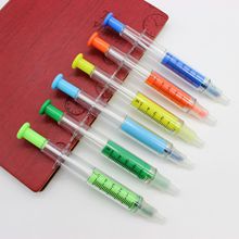 创意双头针管荧光笔注射器造型可印刷logo办公广告礼品促销圆珠笔
