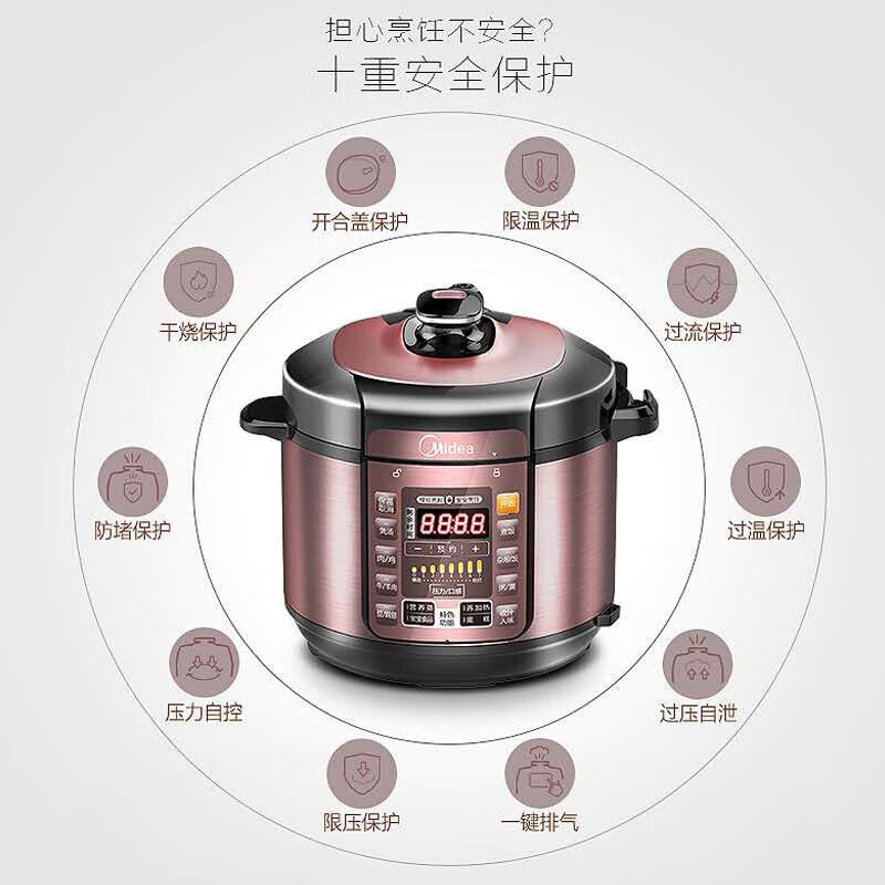 158.美の電気圧力鍋スマート家庭用5リットル電圧鍋高圧炊飯器YL50Simple101|undefined