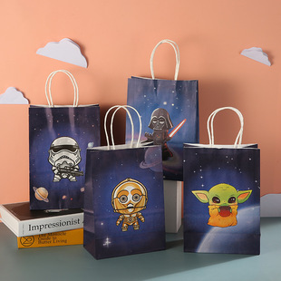 In stock supply party Kraft paper bag cartoon portable paper bag birthday series entertainment party gift gift bag