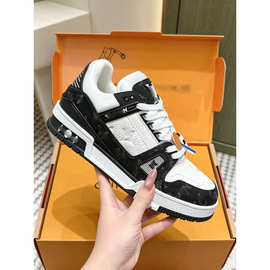 跨境Trainer 高版本真皮小白鞋低帮厚底情侣款百搭通勤运动板鞋
