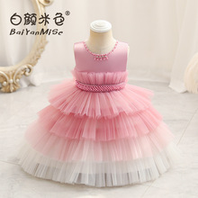 跨境童装儿童礼服拼色公主裙女婴儿宝宝周岁生日宴会裙baby dress