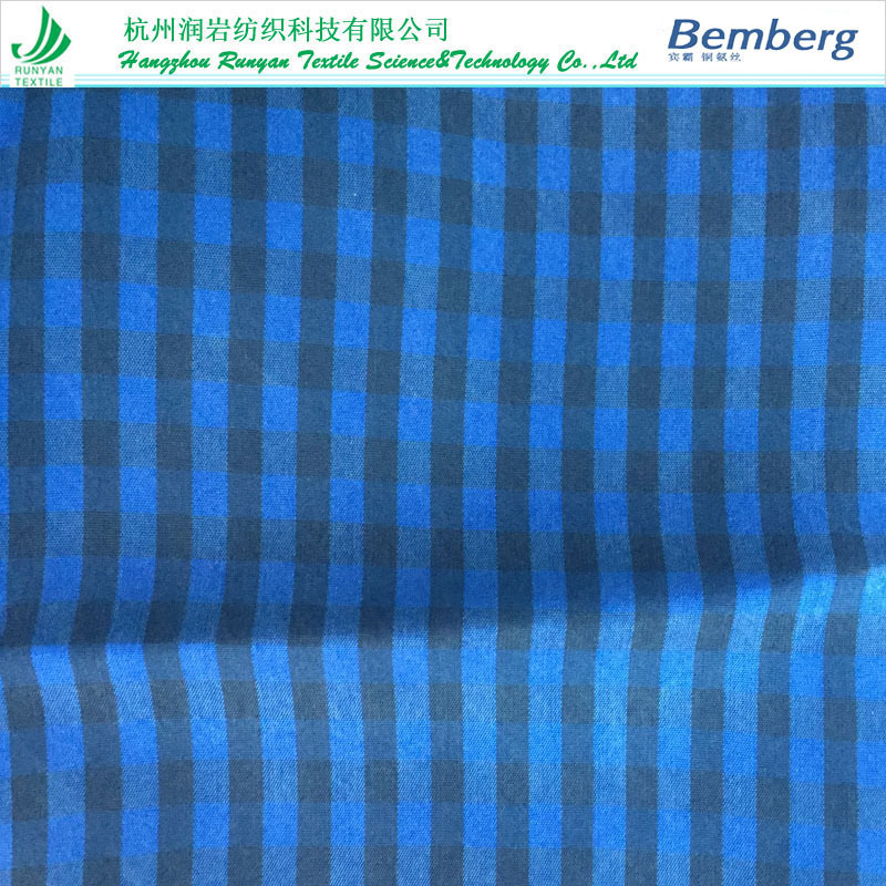 铜氨丝色织格子布  Cupro铜氨色织面料 铜氨格子布