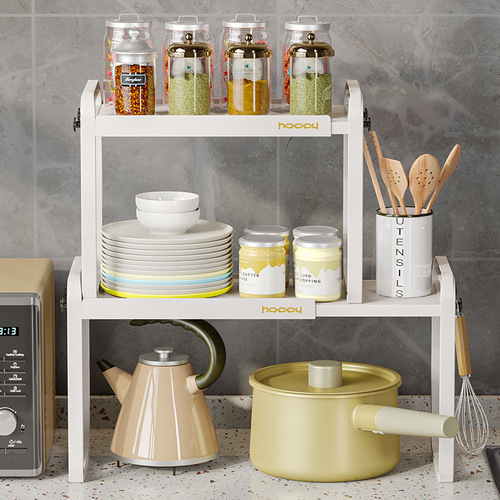 Cabinet layered rack retractable kitchen sink pot storage rack free of installation floor-standing multi-layer partition storage rack