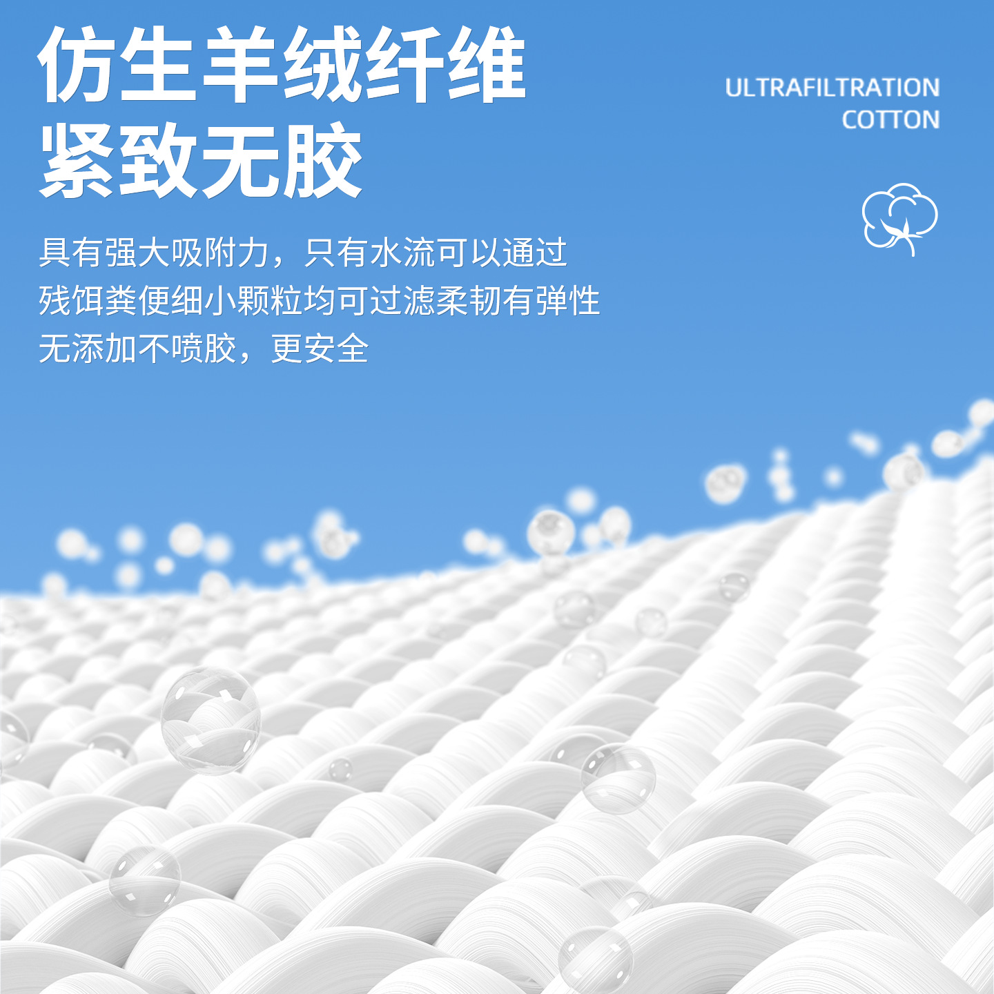 鱼缸过滤棉手撕羊绒棉可清洗加密加厚水族专用净水不堵水过滤材料