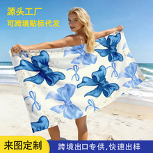 蝴蝶结沙滩巾DIY爱心速干吸水超细纤维游泳浴巾海边披肩沙滩毛巾