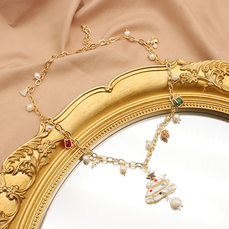 Collar de perlas naturales para mujeres originales hechas a mano de lujo ligero diamante barroco cuentas temperamento alto sentido regalo de Navidad