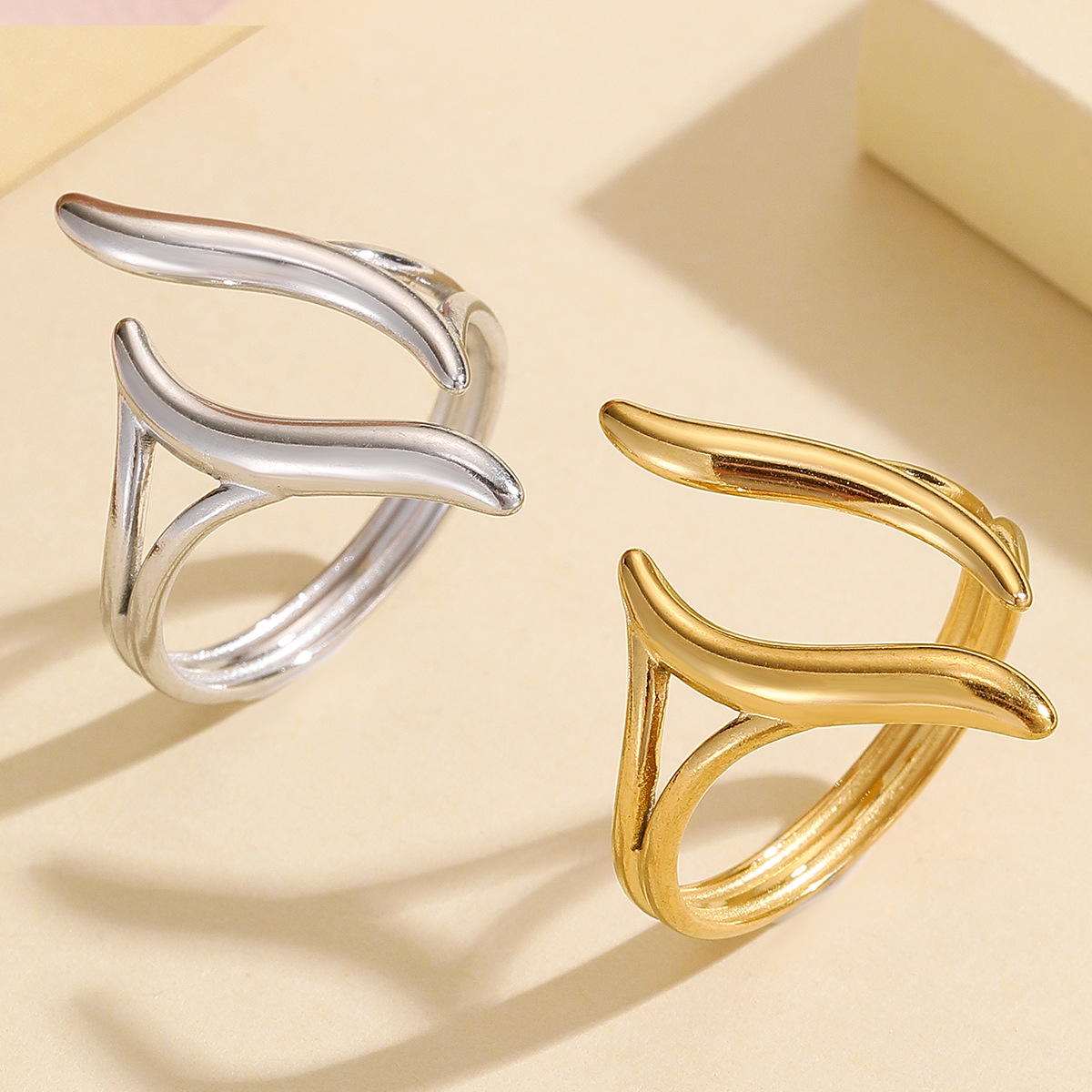 Brand geometric ring stainless steel