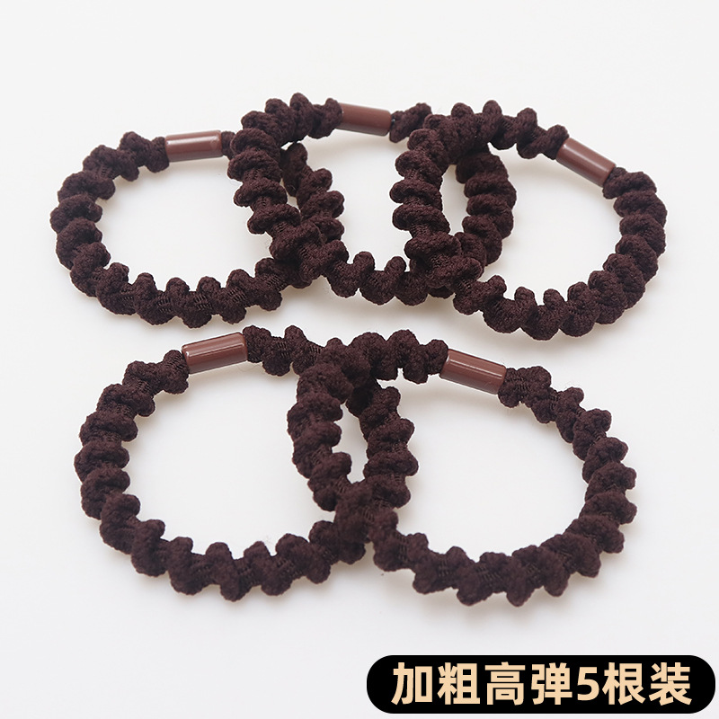 Negro de alta cola de caballo cuerda de pelo simple no lastimar el pelo banda de goma Las niñas corbata cabeza alta elástica banda de pelo durable cubierta de cuero tocado