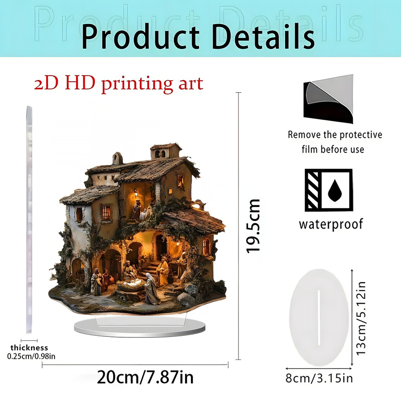 跨境新品圣诞旋转木马2D亚克力立牌圣诞节日互送礼物装饰家居摆件|undefined