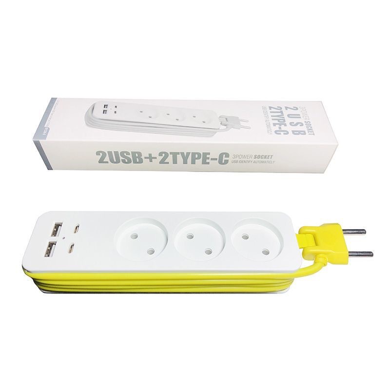 欧标德式圆孔typeC充电旅游出行插座排插usb插排插座家用韩国欧标