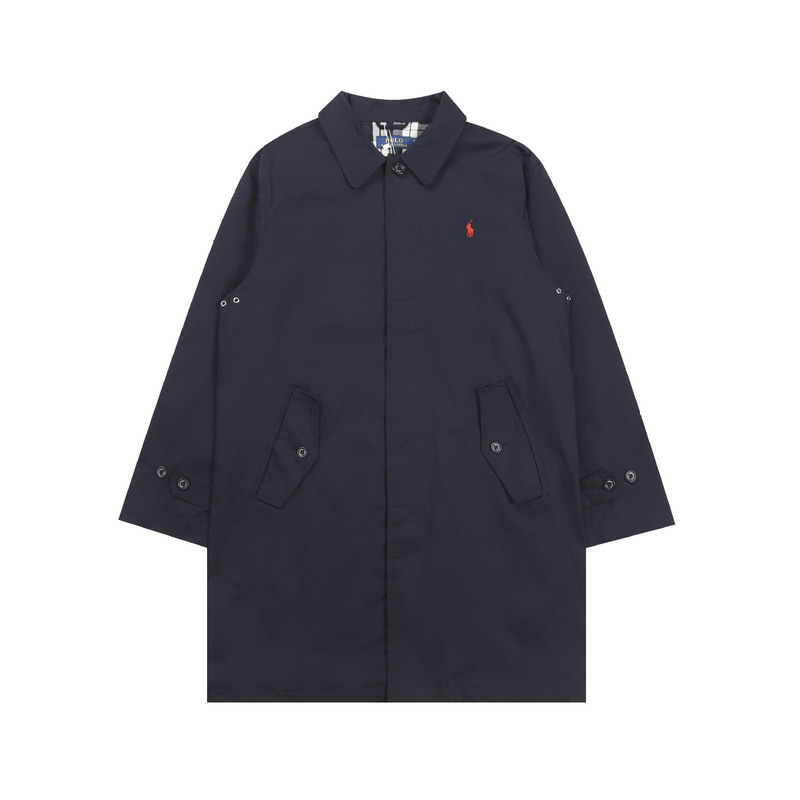 Autumn New Rl Korean Style Versatile Pony Embroidery British Style Mid-Length Silhouette Coat Trench Coat for Men and Women