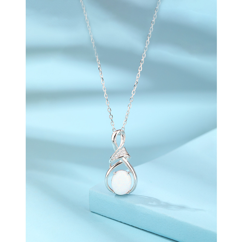 925 plata esterlina gotas de agua collar Opal para mujeres nicho temu nicho de alto nivel Opal colgante cadena clavícula