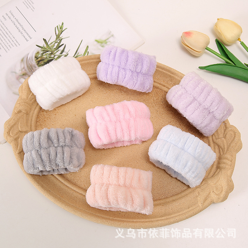Monochrome Velvet Wristband for Face Washing, Anti-Splash Cuff, Hair Tie, Sports Anti-Sweat, Shampoo Wet Sleeve Wristband