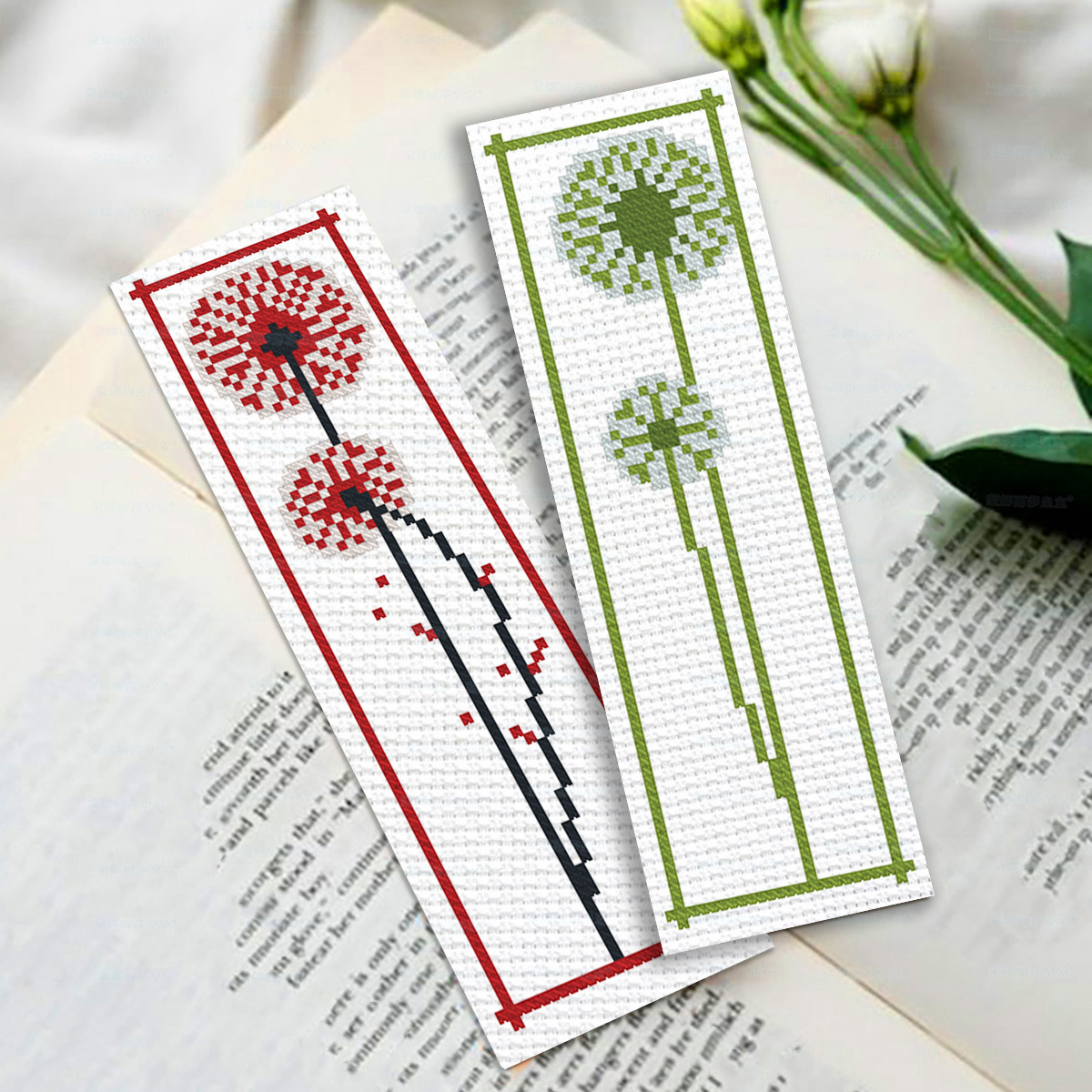 Kit de material para marcapáginas de punto de cruz con diseño de diente de león, decoración de páginas de libros fácil de hacer, regalo de papelería, venta al por mayor del fabricante. image 2