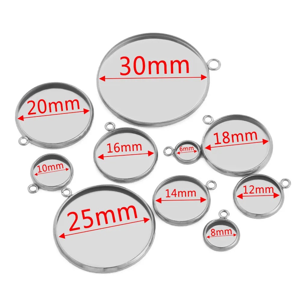 Tiempo Gema base de acero inoxidable base redonda colgante de soldadura solo anillo interior 6-30mm DIY accesorios de la joyería