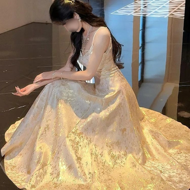 Vintage Heavy-Duty Embroidery Elegant Dress Birthday High-End Luxury Gown Bridesmaid Dress