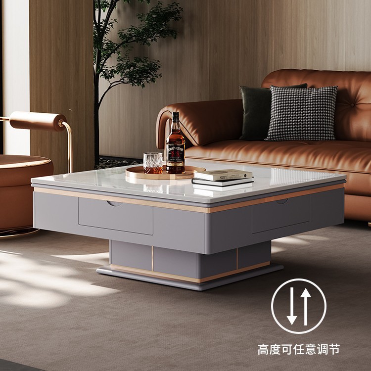 Mesa de mahjong eléctrica de elevación, sala de estar para el hogar, mesa de centro de roca, mesa de comedor automática, mesa de centro, máquina de mahjong, multifunción integrada