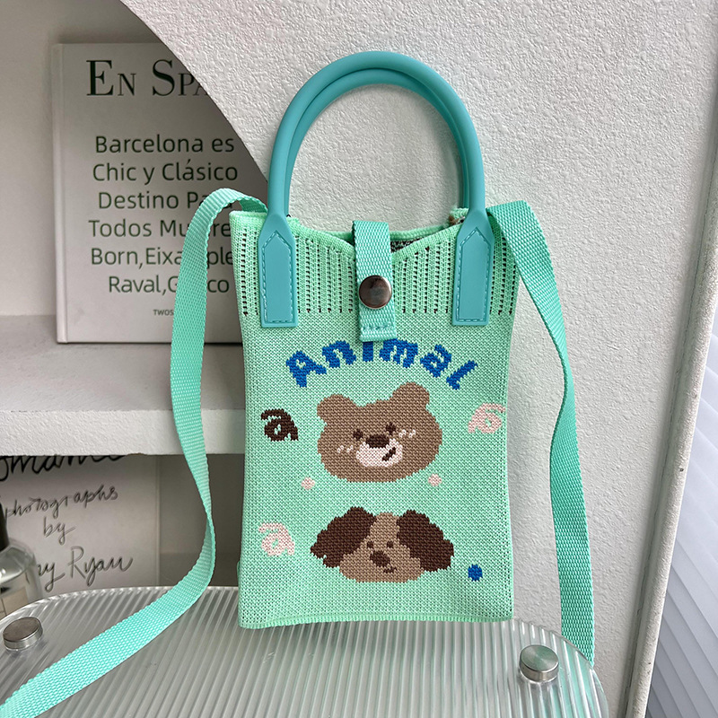 Bolsa de teléfonos móviles de dibujos animados para mujeres primavera y otoño estudiantes coreanos de tejido de mano bolsa de cambio de almacenamiento bolsa de mano decoración portátil bolsa de mochila