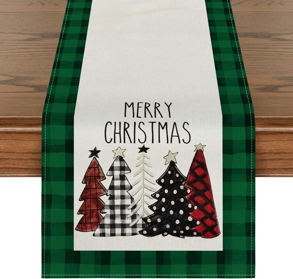 Transfronterizo TEMA DE Navidad de impresión corredor de mesa ambiente de vacaciones decoración árbol de Navidad muñeco de nieve patrón de tela de mesa al por mayor image 10