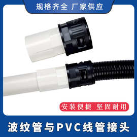 波纹管pvc线管对接头防水阻燃转接光伏穿线尼龙软管与硬管对接头