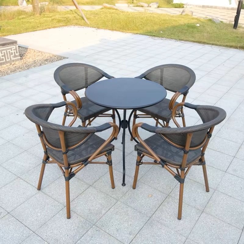 70cm 탄소강 원형 테이블 + 알루미늄 합금 메쉬 의자 4개