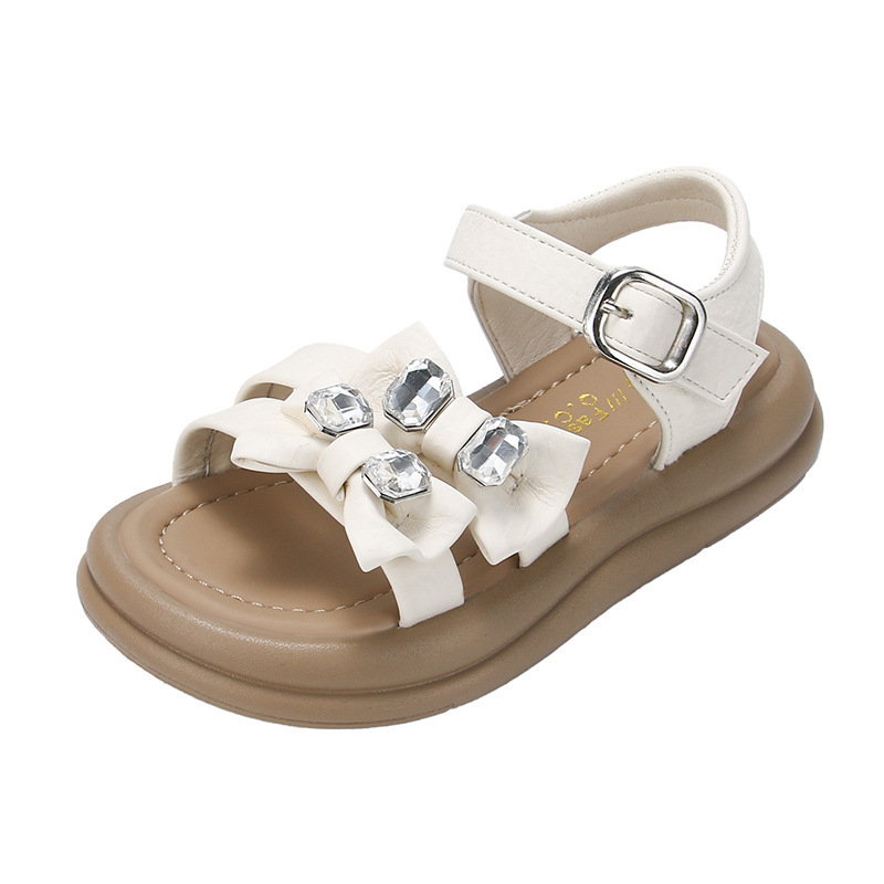 Sandali da bambina alla moda con fiocco, suola morbida, scarpe casual leggere con cinturino regolabile per bambine piccole e grandi, ciabatte estive da spiaggia_voghion.com