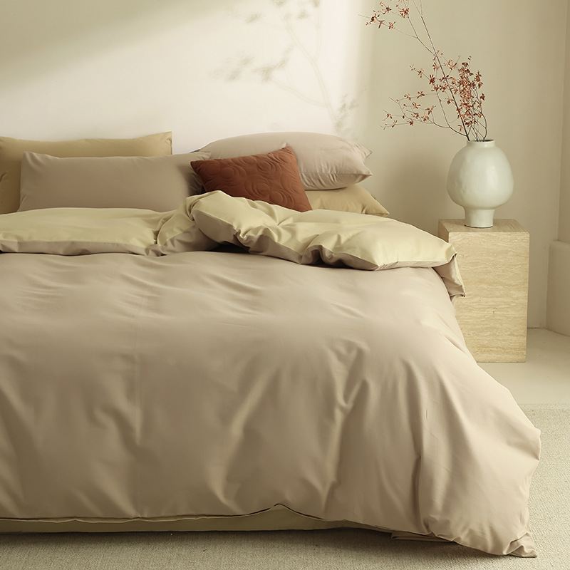 Pure Cotton High-Count Quilt Cover, Simple Class a Skin-Friendly Accessible Luxury Pure Color Color Matching Individual Quilt Cover Pure Cotton Individual Brushed Quilt Cover
