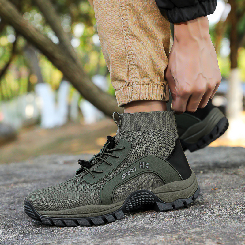 Cross-Border Outdoor High-Top Mid-Top Desert Boots, Hiking Boots, Training Tactical Boots, Non-Slip Hiking Boots for Men, Fishing Shoes