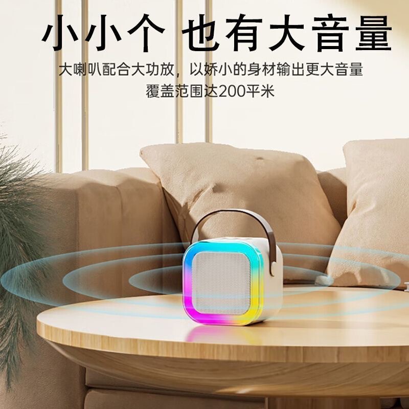 跨境爆款K12蓝牙音箱话筒一体户外直播家用K歌带麦克风蓝牙音响|undefined