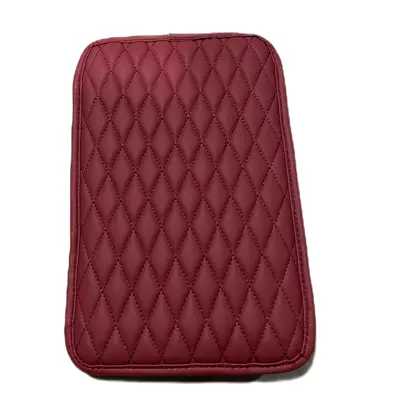 Armrest box pad: Box Pad Multifunctional Storage - rhombus-without-pocket-wine-red