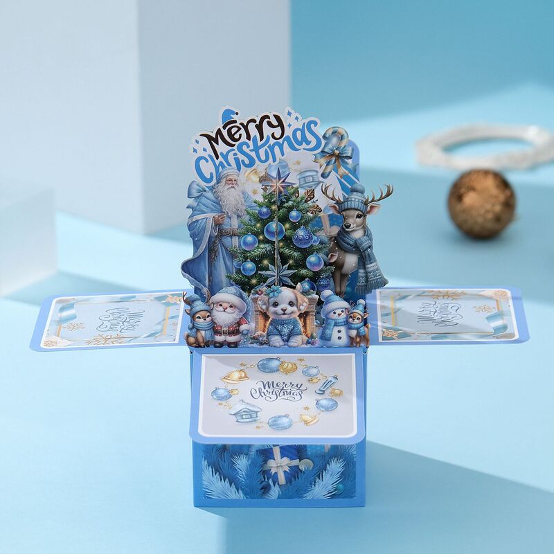 新款3D立体圣诞节贺卡创意Merry christmas 弹出式盒状卡片组合|undefined