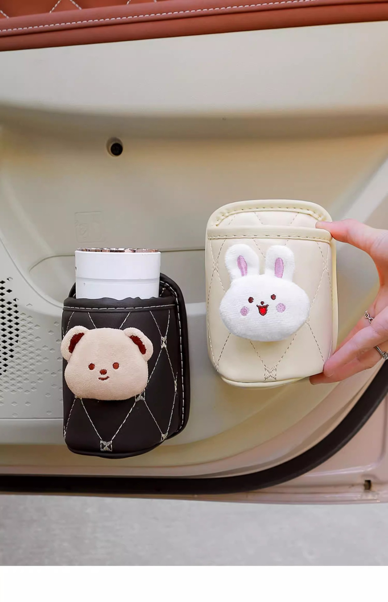 Car Door Side Storage Bucket, Seat Back Storage Box, Multi-Functional Water Cup Holder, Door Storage Interior Decoration Supplies for Women