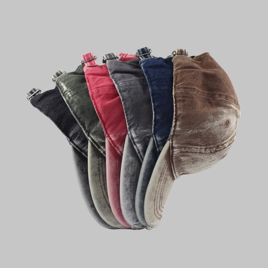 Denim baseball cap, leisure adjustable hat, washed look, size M (56–58 cm)