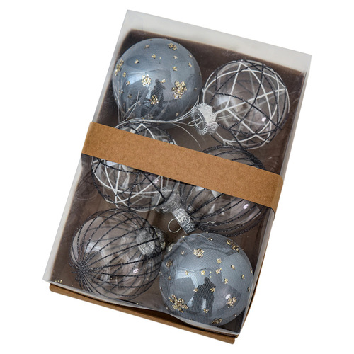 NUCHI Cross-border New Christmas Decoration 8cm Christmas Ball Hand-painted Ball Fabric Ball Transparent Ball Christmas Tree Decoration Ball