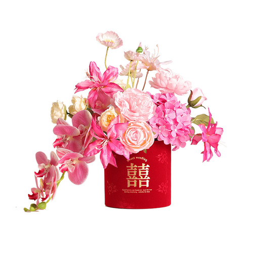 Wedding room decoration set, male and female master bedroom, hotel wedding new house, simulated flower ornaments, DIY hug bucket