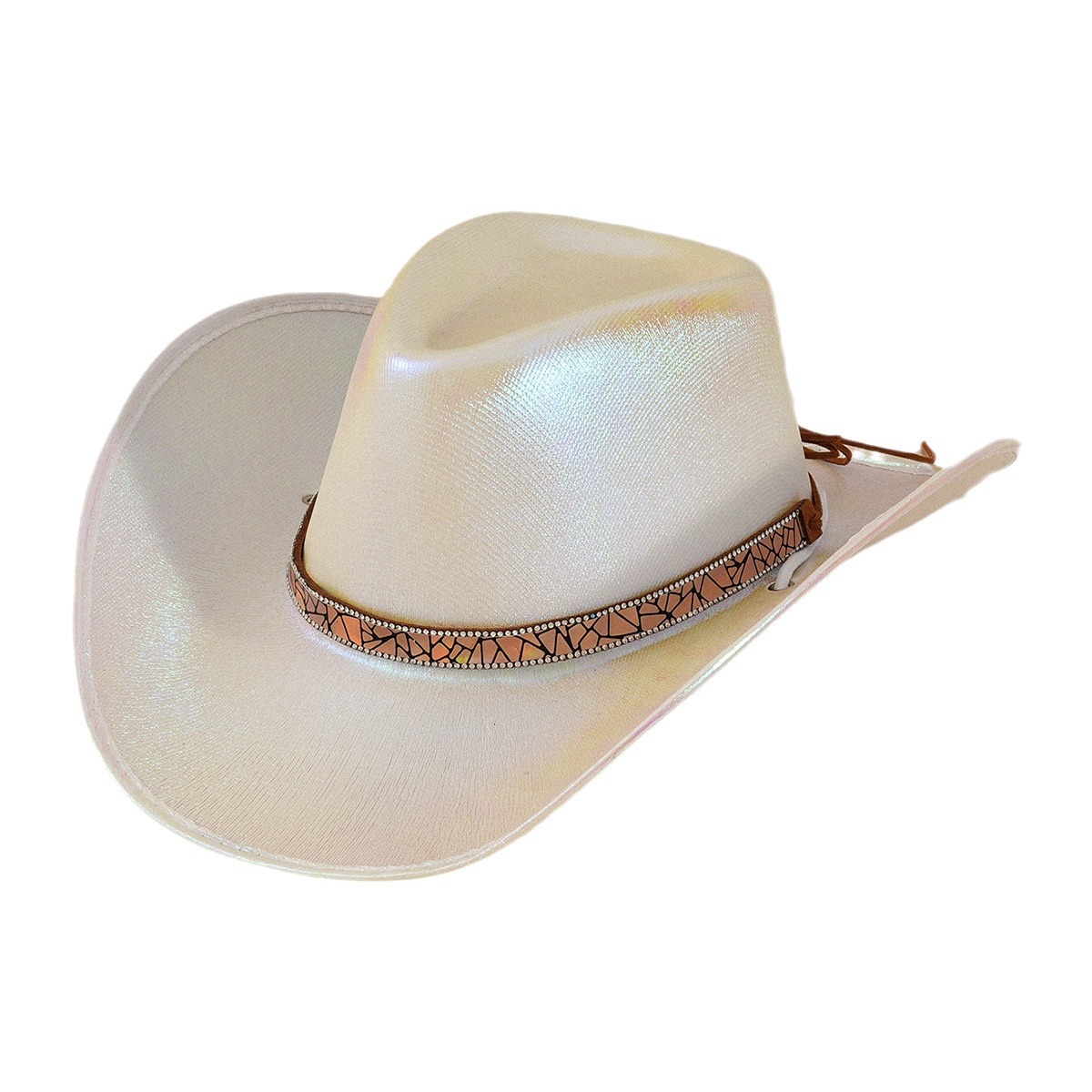 Unisex Damen Zylinder Silber Neon und andere funkelnde ovale Edelsteine Liuding Hut Party_voghion.com