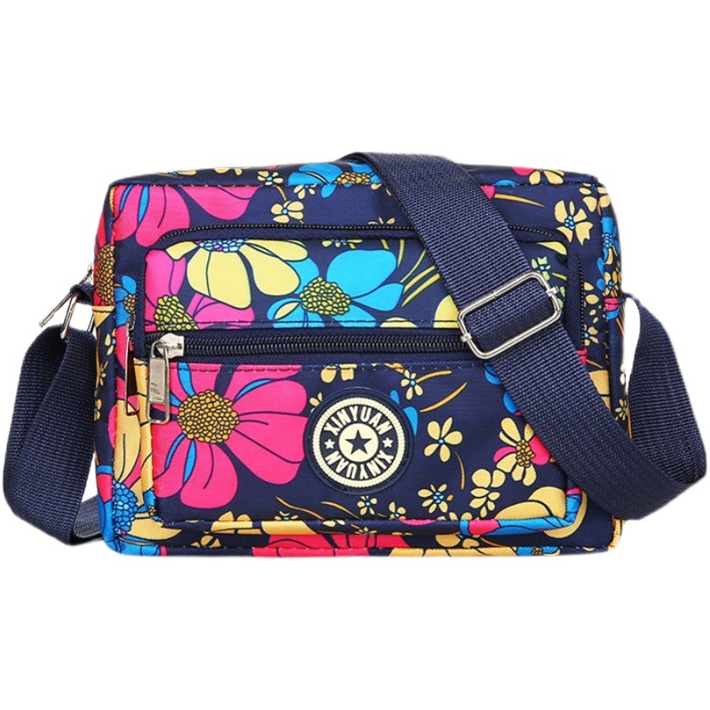 Bolsa de tela de flores bolsa de mensajero de las mujeres nueva bolsa de Madre de gran capacidad bolsa de hombro individual de mediana edad y ancianos bolsa de tela Oxford bolsa