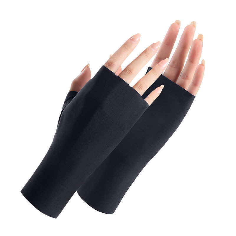 Guantes de Seda de Hielo de Medio Dedo de Nailon con Protección UV y Antideslizantes para Ciclismo al Aire Libre