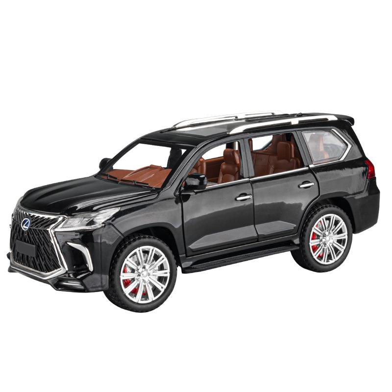 (En caja) 1:24 modelo de coche de aleación de simulación Lexus LX570 pull back decoración del coche de juguete de sonido y luz