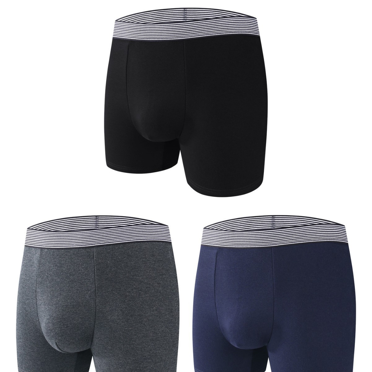 Men's Thermal Fleece-Lined Thickened Underwear for the Elderly, Anti-Chafing, Extended Length, Winter Long Boxer Briefs