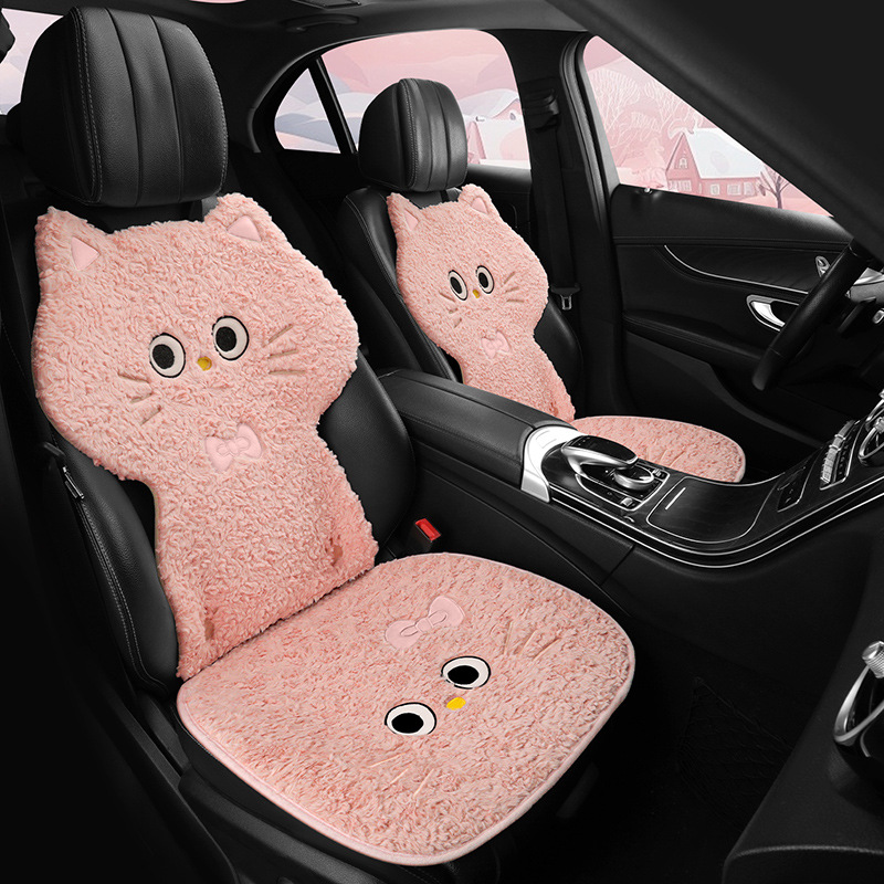 汽车坐垫秋冬毛绒可爱座垫冬季后排座椅套单片三件套后座新款座套
