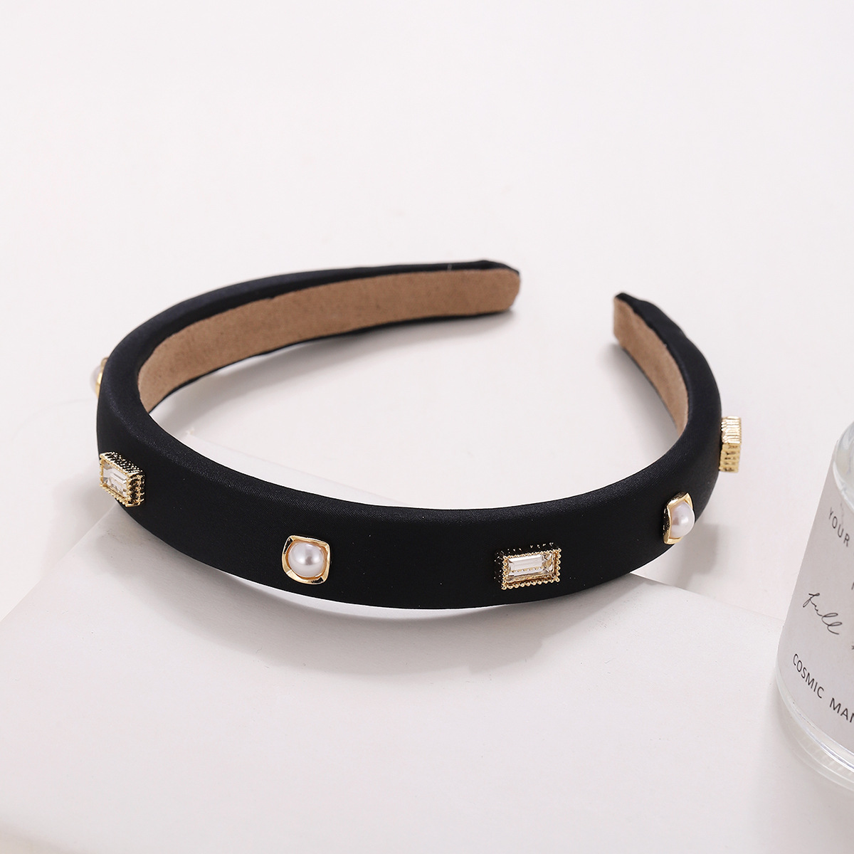 Estilo francés de la perla de tela vintage diadema ZIRCON hembra luz nicho de lujo diadema fuera lavado de cara aumento cráneo superior diadema marea