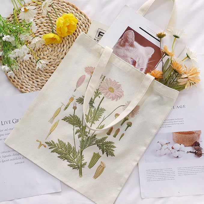 Bolso de lona impreso de comercio exterior transfronterizo de Amazon Bolso de hombro floral Bolso de compras portátil Bolso de lona personalizado