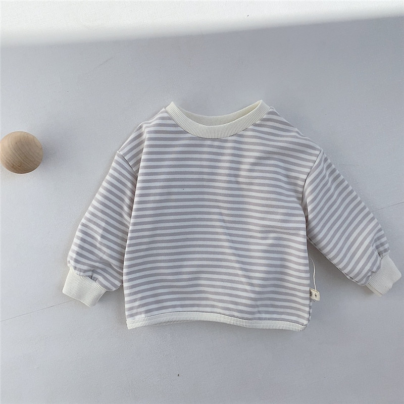 Sudadera para niños, ropa de primavera para bebés, ropa infantil de estilo coreano, camiseta básica para bebés, estilo de principios de primavera, jersey a rayas para niños pequeños. image 4